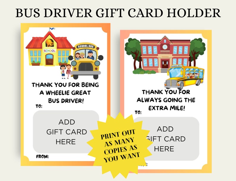 Bus Driver Appreciation Printable Bus Driver Thank You Card - Etsy