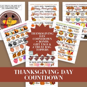 Thanksgiving Countdown Paper Chain: DIY Printable + Gift Tags + Goodie Bag Toppers Turkey Toes (DIGITAL DOWNLOAD)