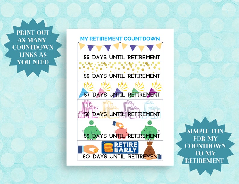 Countdown to Retirement Printable Days Until Retirement - Etsy
