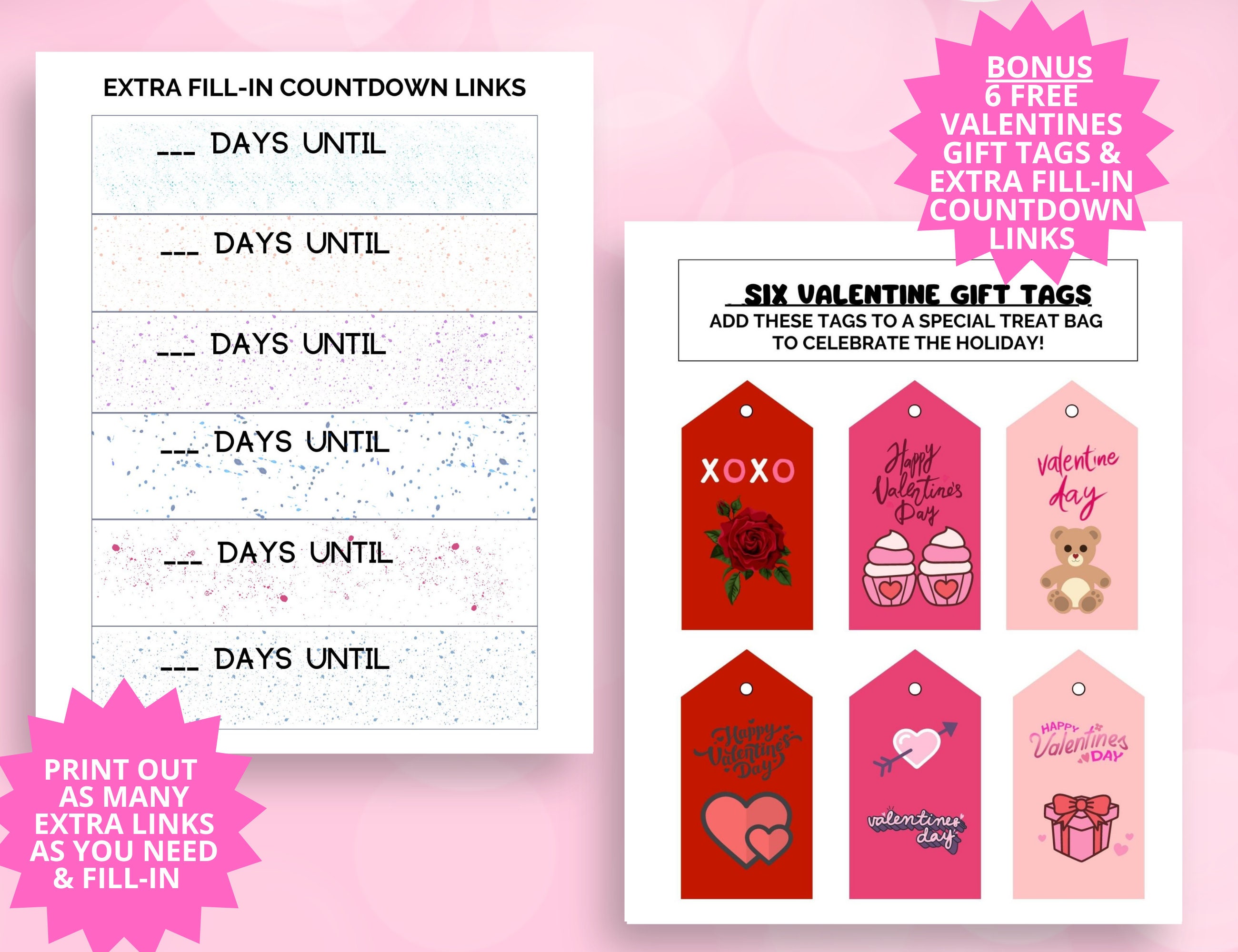 Valentine' Day Countdown Chain, Printable Activity for Kids Countdown ...