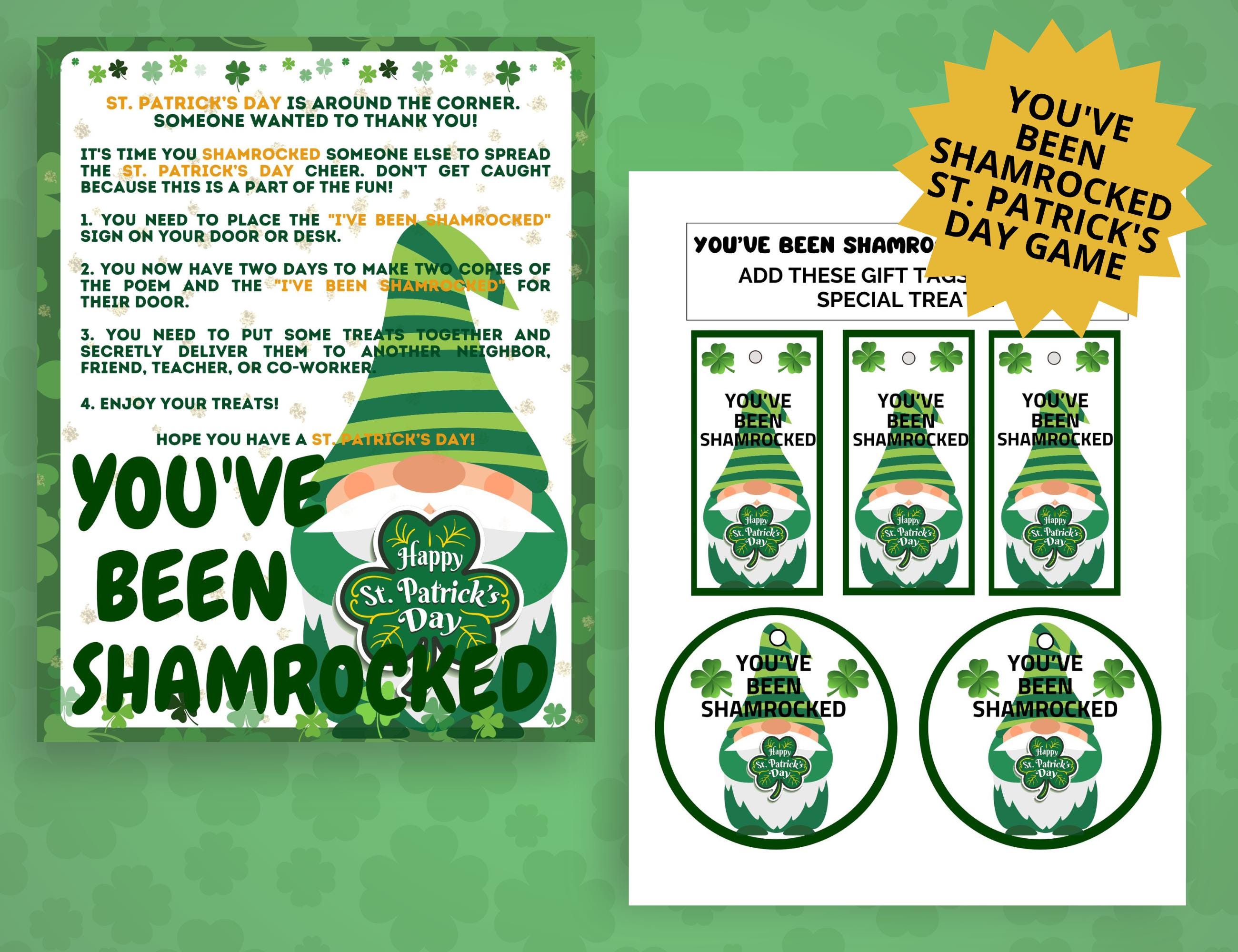 you've been st. patrick's day shamrocked game kit (printable pdf