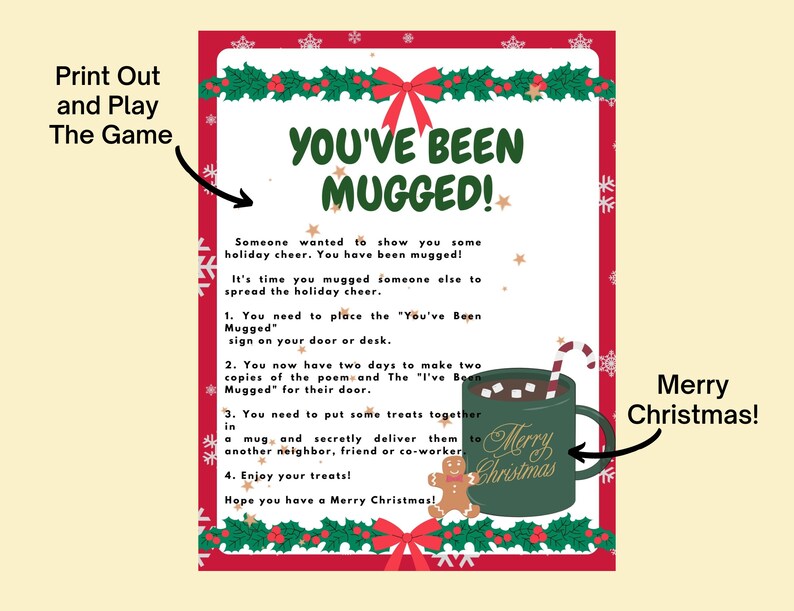 You ve Been MUGGED Christmas Holiday Printable Instant Etsy