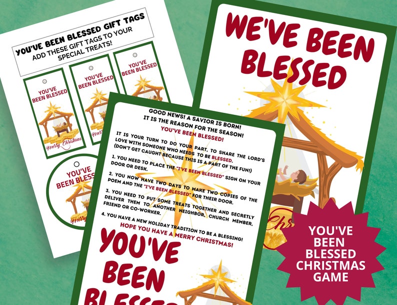 You've Been Blessed Game Printable, We've Been Blessed, Christmas Blessed Kit Printable Game ...