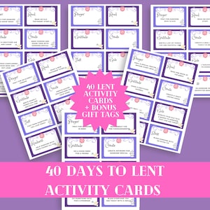 40 Lent Activity Cards, Christian Easter Activities, Lenten Project for Families for Easter, Lent Craft for Kids, Printable Cards for Lent