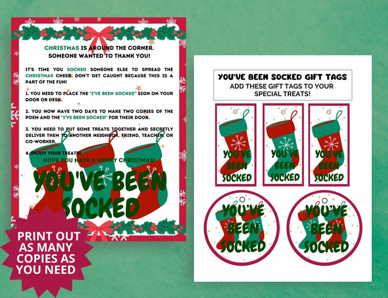 You've Been Socked Christmas Game: Printable Kit (DIGITAL DOWNLOAD) - Etsy