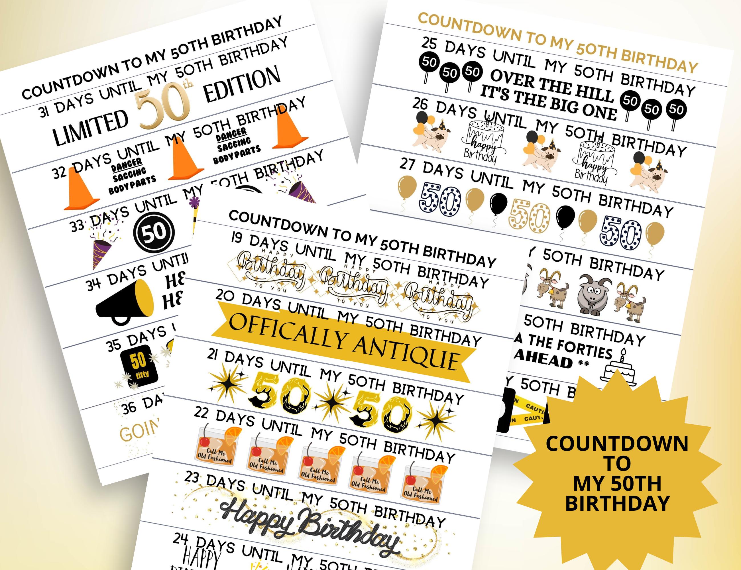 50th Birthday Countdown Paper Chain: DIY Printable Activity (PDF ...