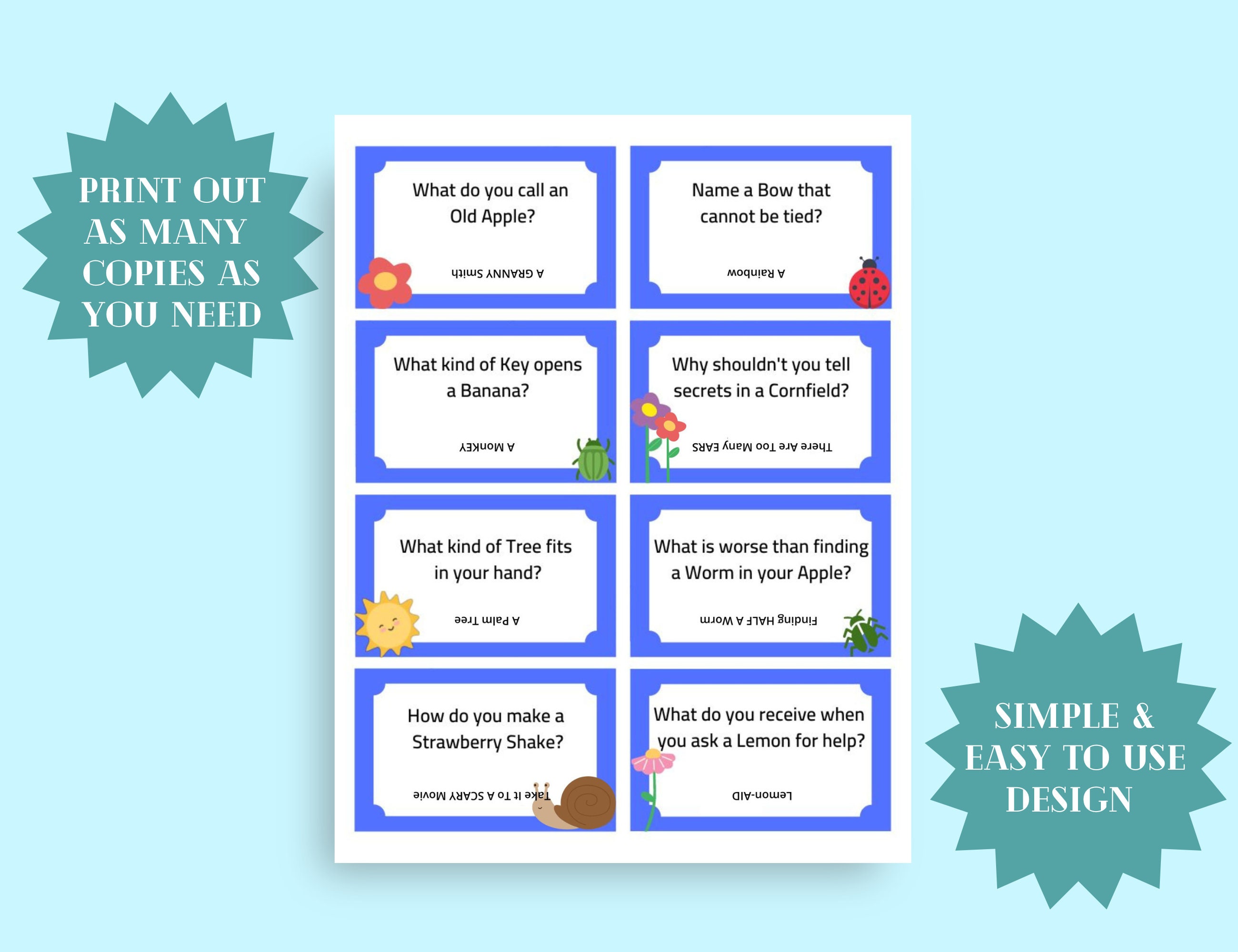 Four Seasons Lunchbox Joke Cards, Lunchbox Note Cards, Summer Spring ...