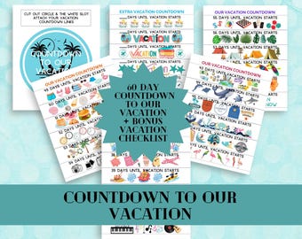 Urlaubs Countdown Kette & Checkliste: Reiseaktivität für Kinder (Digitaler Download)