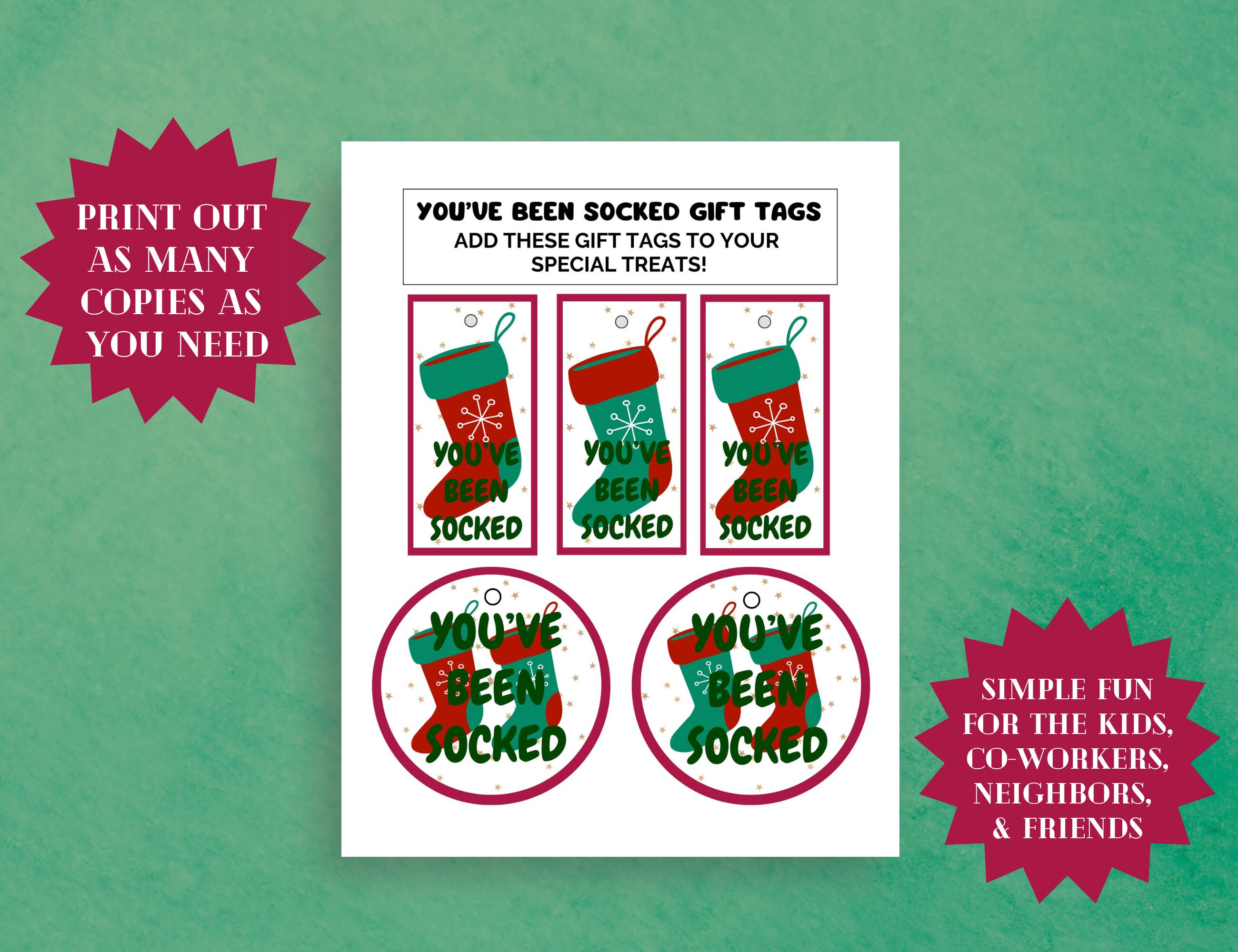 You've Been Socked Christmas Game: Printable Kit (DIGITAL DOWNLOAD) - Etsy