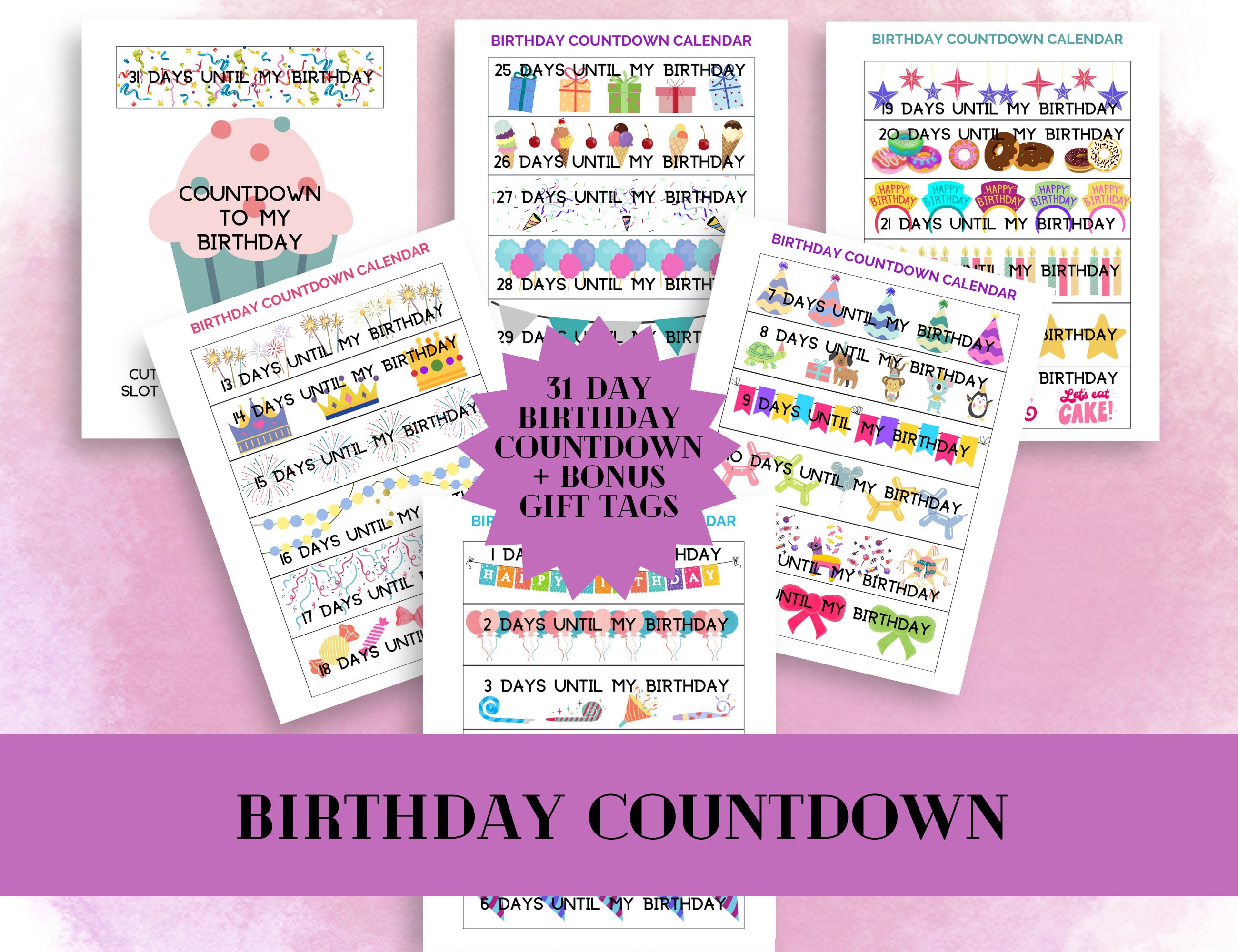 Birthday Countdown, Paper Chain Countdown, DIY Printable Paper Chain