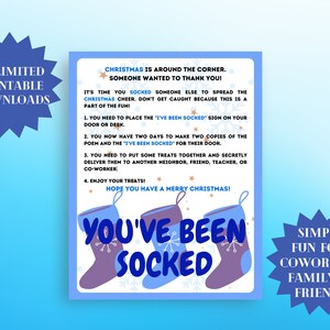 You've Been Socked Christmas Game: Printable Kit (PDF) - Etsy