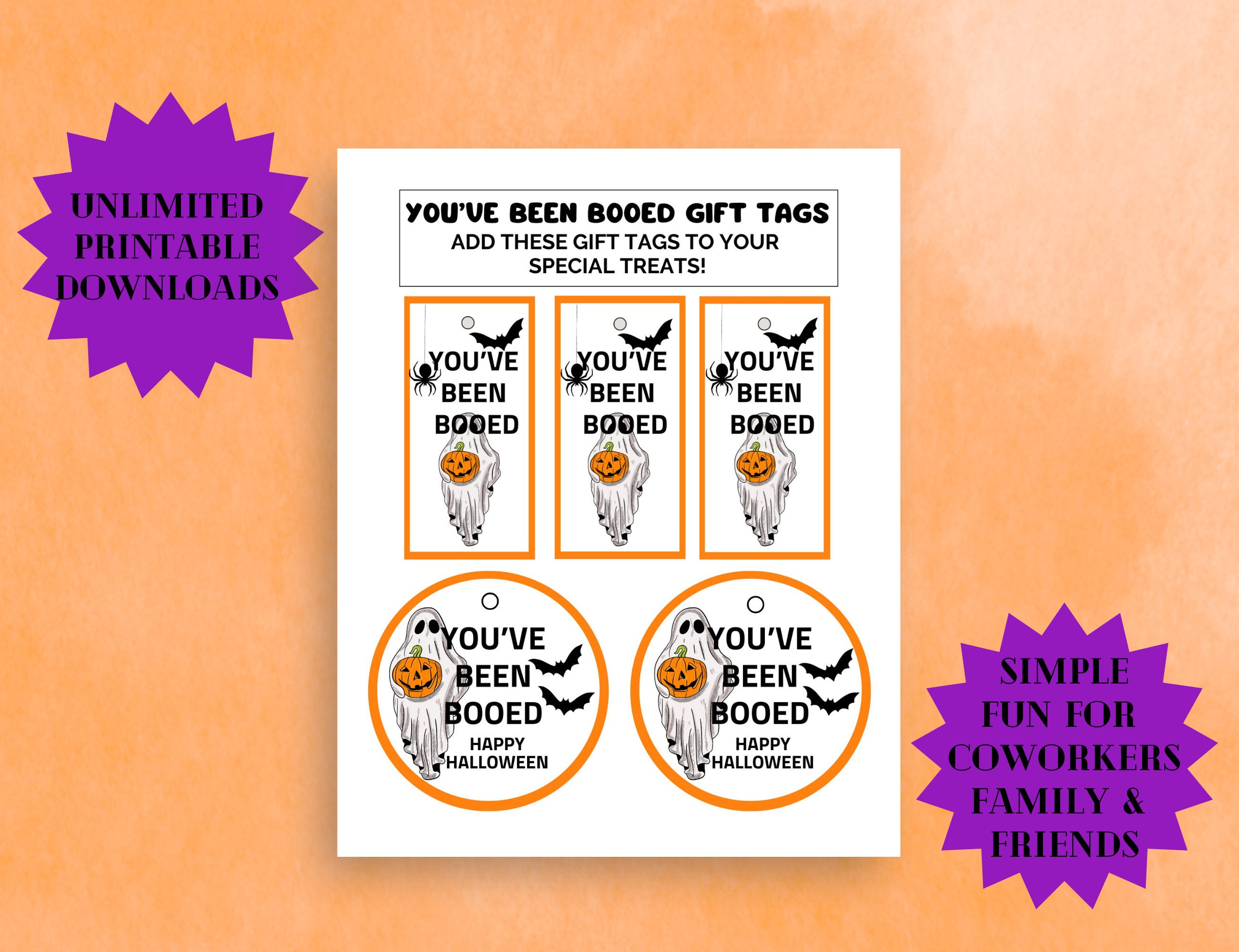 Halloween 'you've Been Booed' Game Kit: Printable Gift Tags (DIGITAL ...