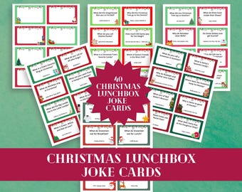 Christmas Lunchbox Joke Cards: 40 Funny Printable Notes (PRINTABLE DOWNLOAD)