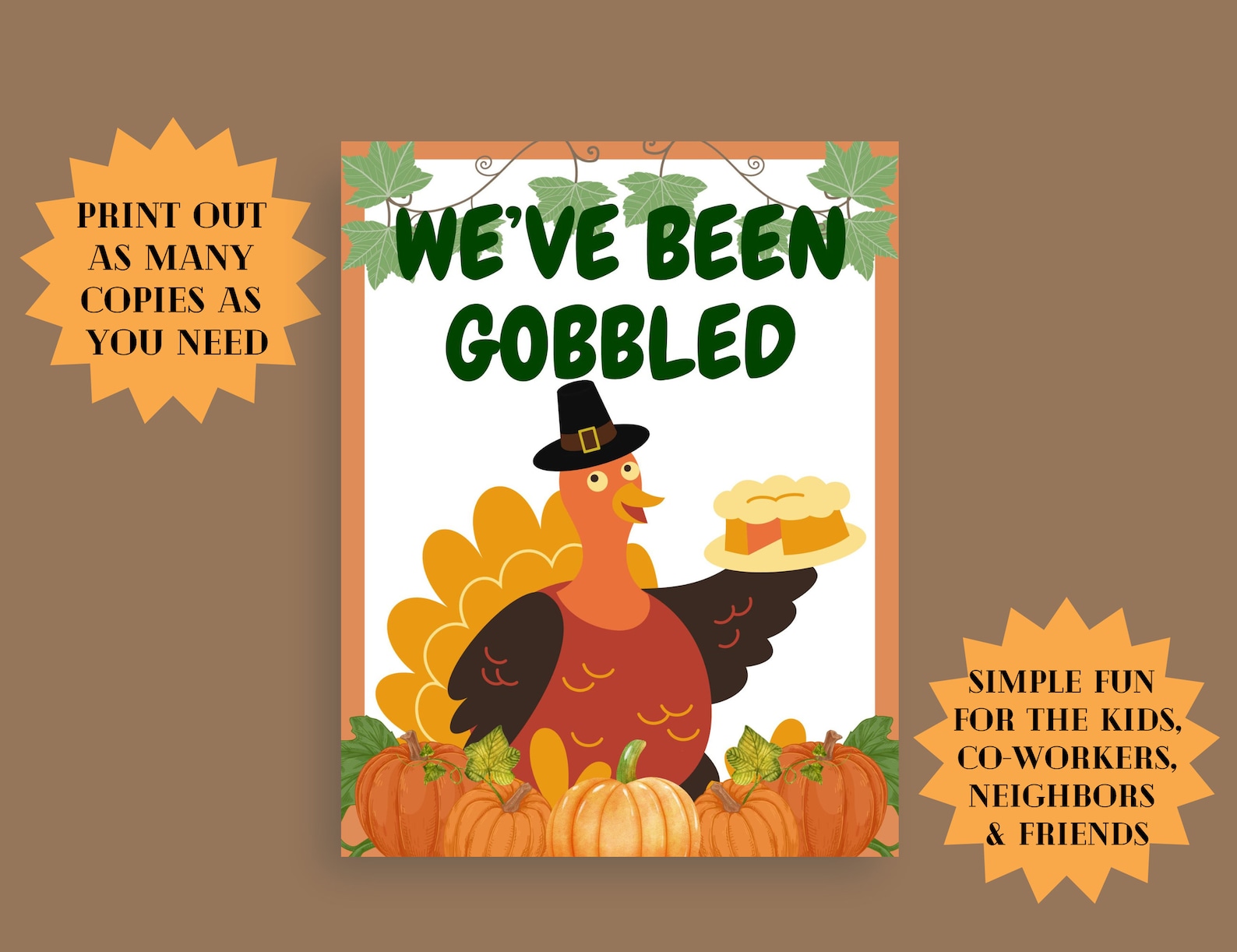 You've Been Gobbled Game Printable, We've Been Gobbled, Thanksgiving ...