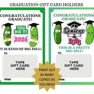 Porte-cartes cadeau de remise des diplômes 2026 Funny Big Dill (téléchargement PDF)
