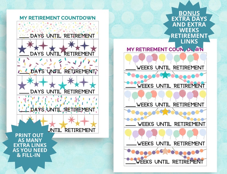 Countdown to Retirement Printable, Days Until Retirement Countdown ...