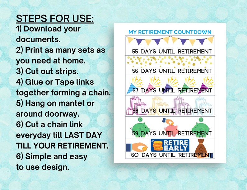 Countdown to Retirement Printable, Days Until Retirement Countdown ...