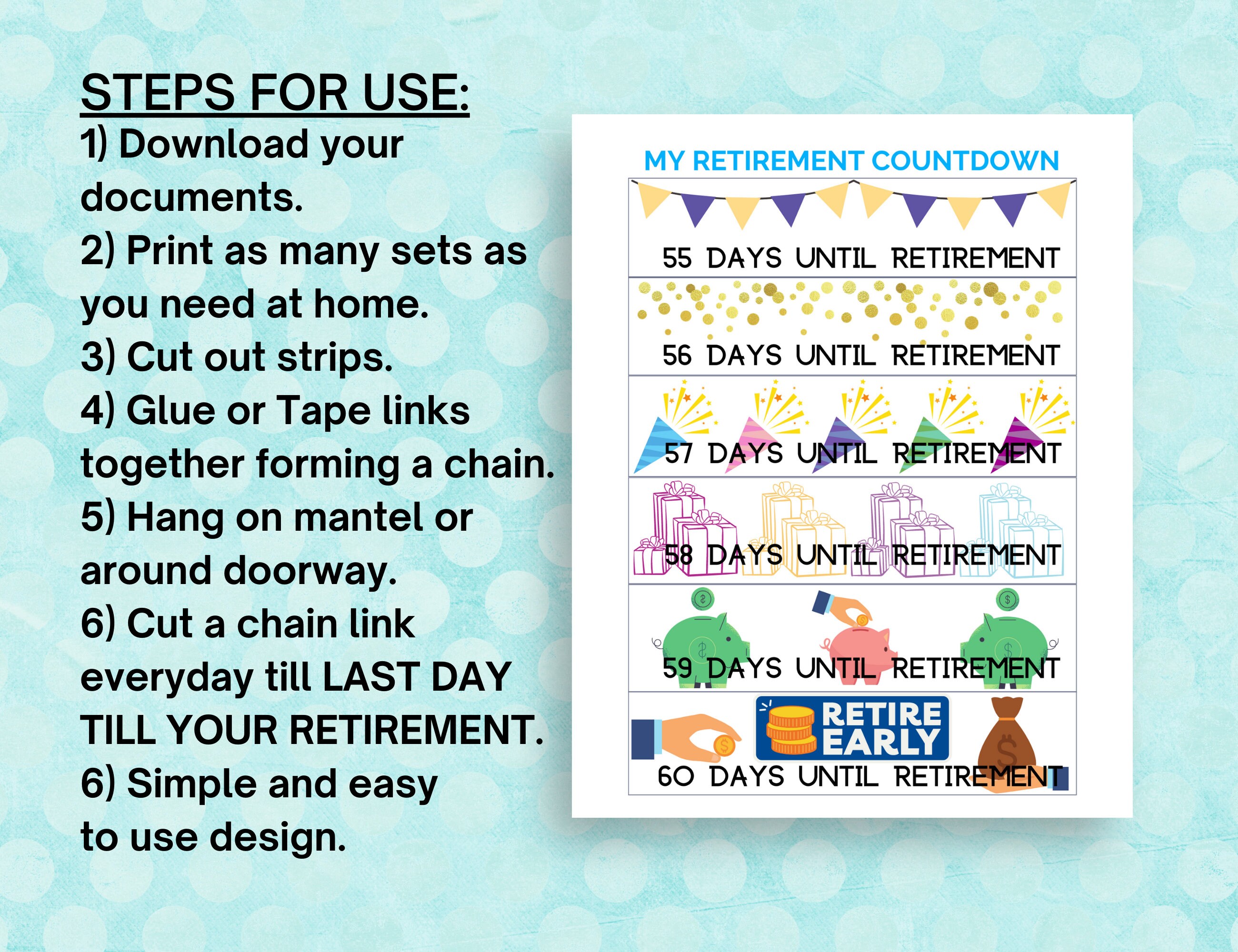 Countdown to Retirement Printable, Days Until Retirement Countdown ...