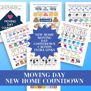 New Home Printable Countdown, Moving Day Countdown, We&#39;re Buying a House, Countdown to New Homeowner, Moving Box Labels