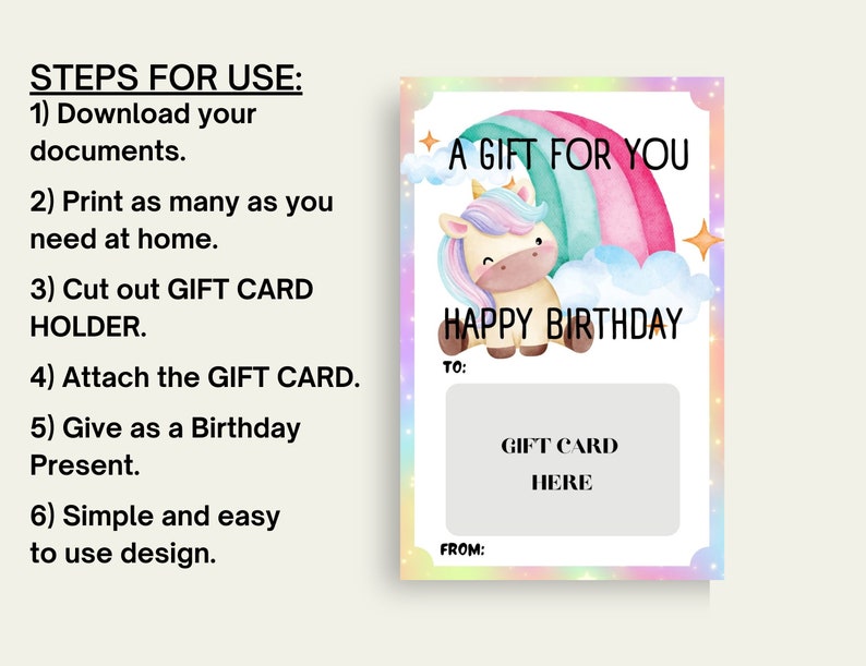 Unicorn Gift Card Holder, Unicorn Themed Party Gift Card, Happy