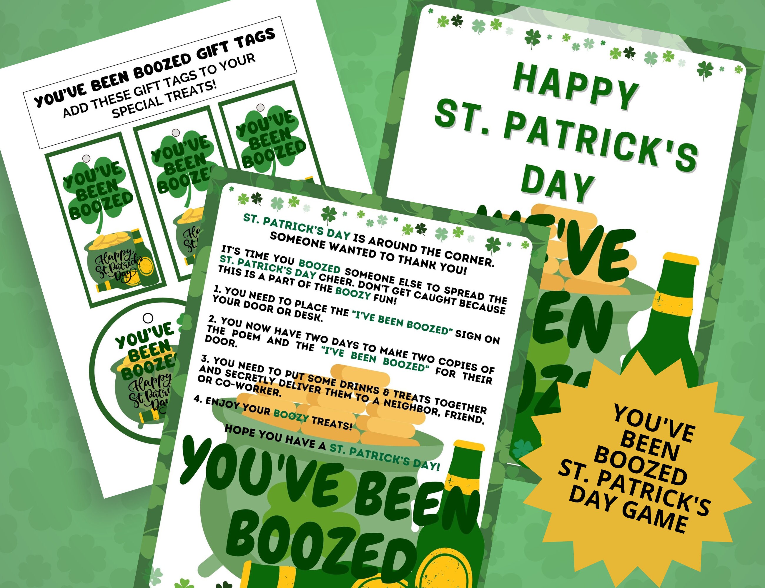 You've Been Boozed Game Printable, We've Been Boozed, St. Patrick's Day ...
