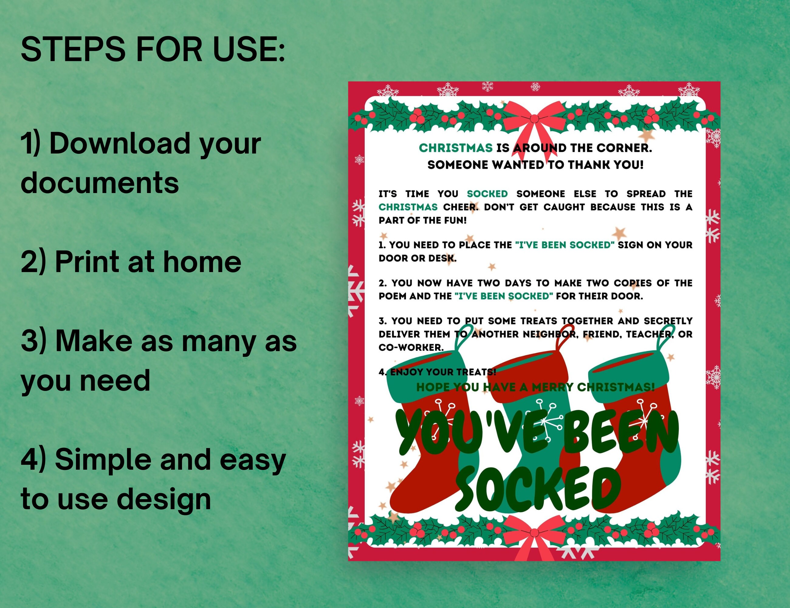 You've Been Socked Christmas Game: Printable Kit (DIGITAL DOWNLOAD) - Etsy