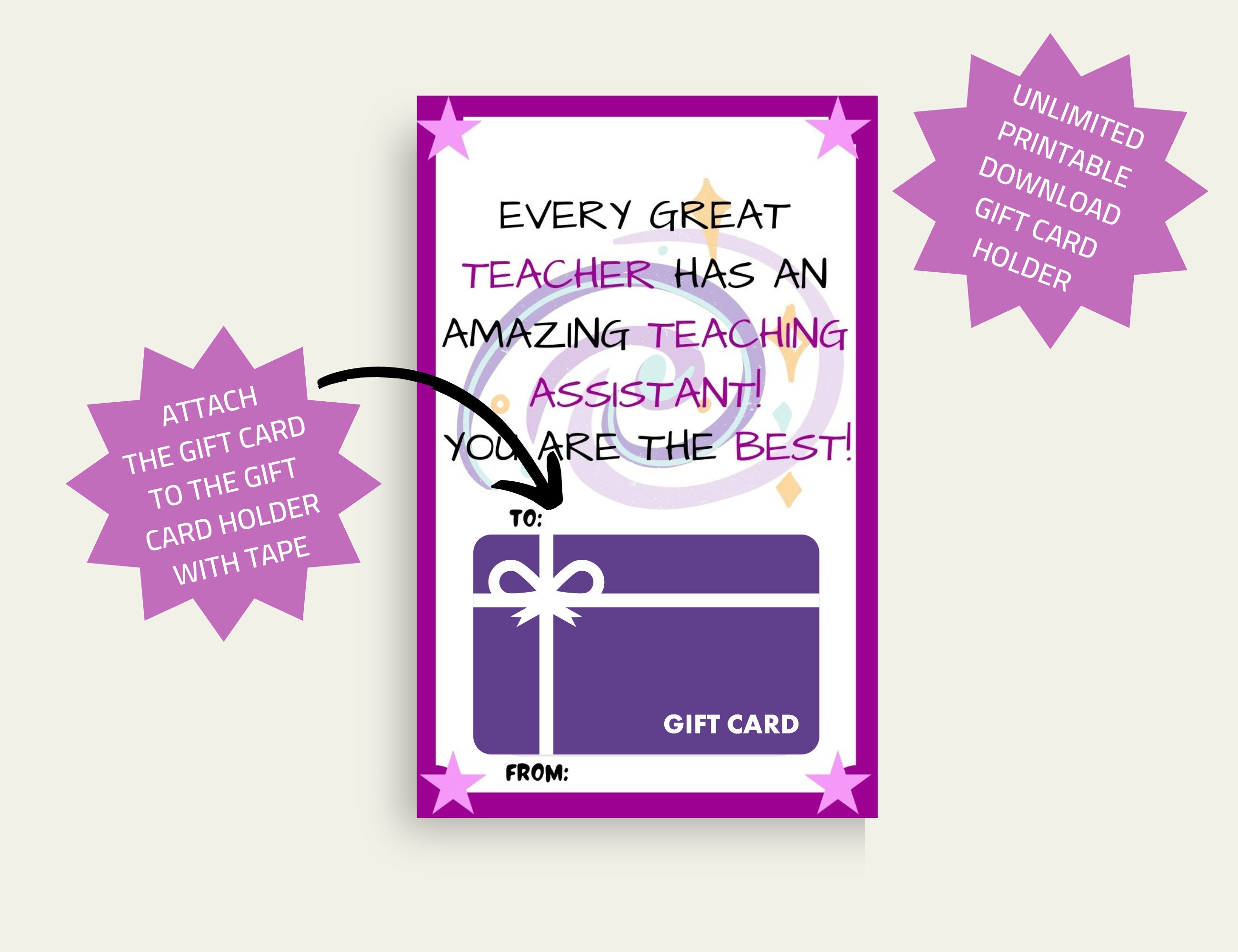 Teacher Assistant Appreciation Gift Card Holder, Gift Card for Staff