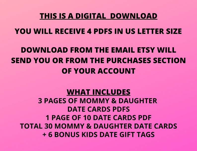 Mommy and Daughter Date Activity Cards Printables Mommy and - Etsy