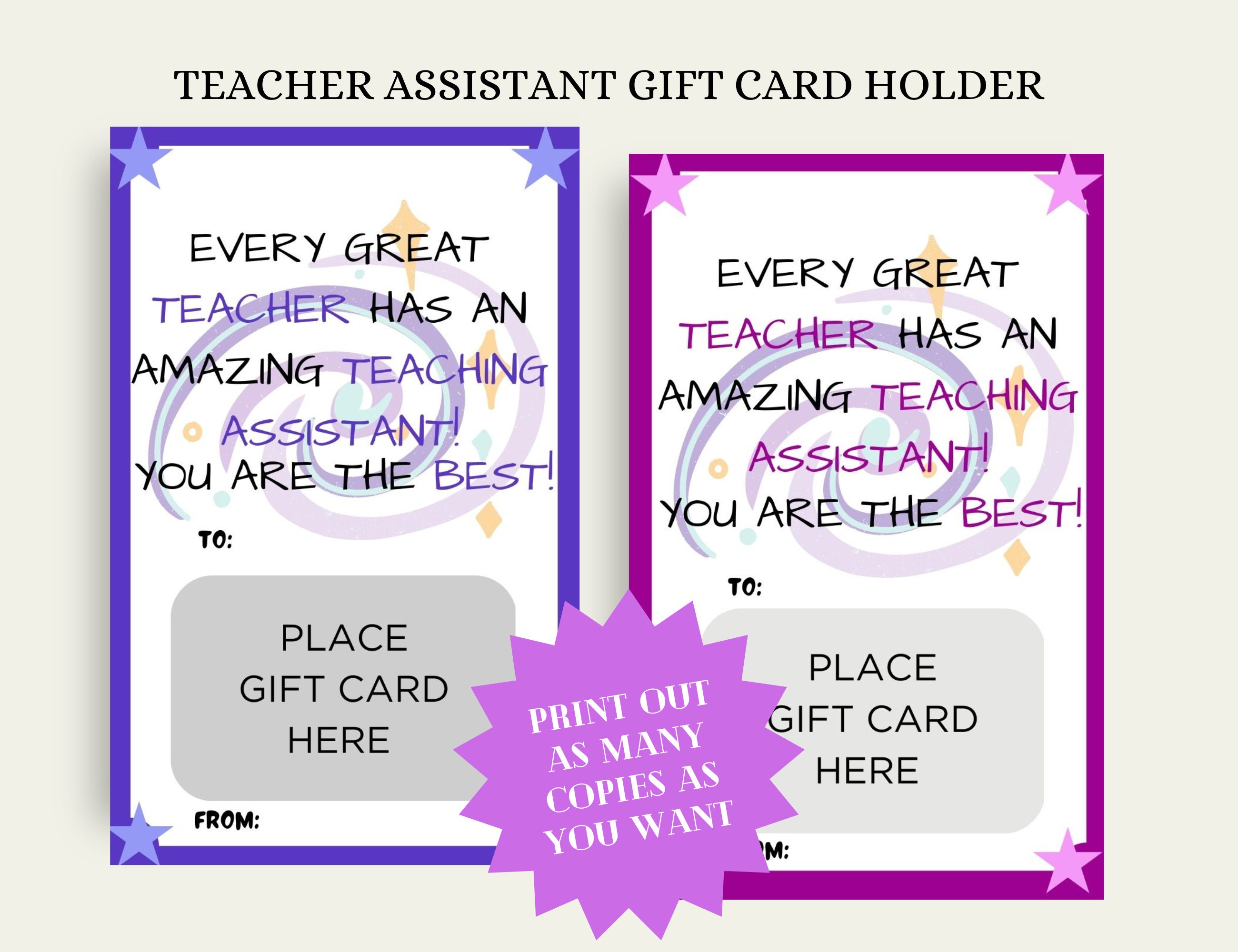 Teacher Assistant Appreciation Gift Card Holder, Gift Card for Staff Appreciation, Teacher