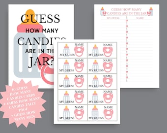 Guess How Many Candies Baby Shower Game: Sign & Cards (Digital Download)