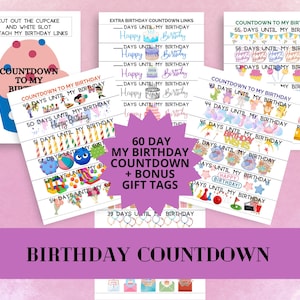 Birthday Countdown Paper Chain: Printable DIY Activity, Gift Tags (PDF Download