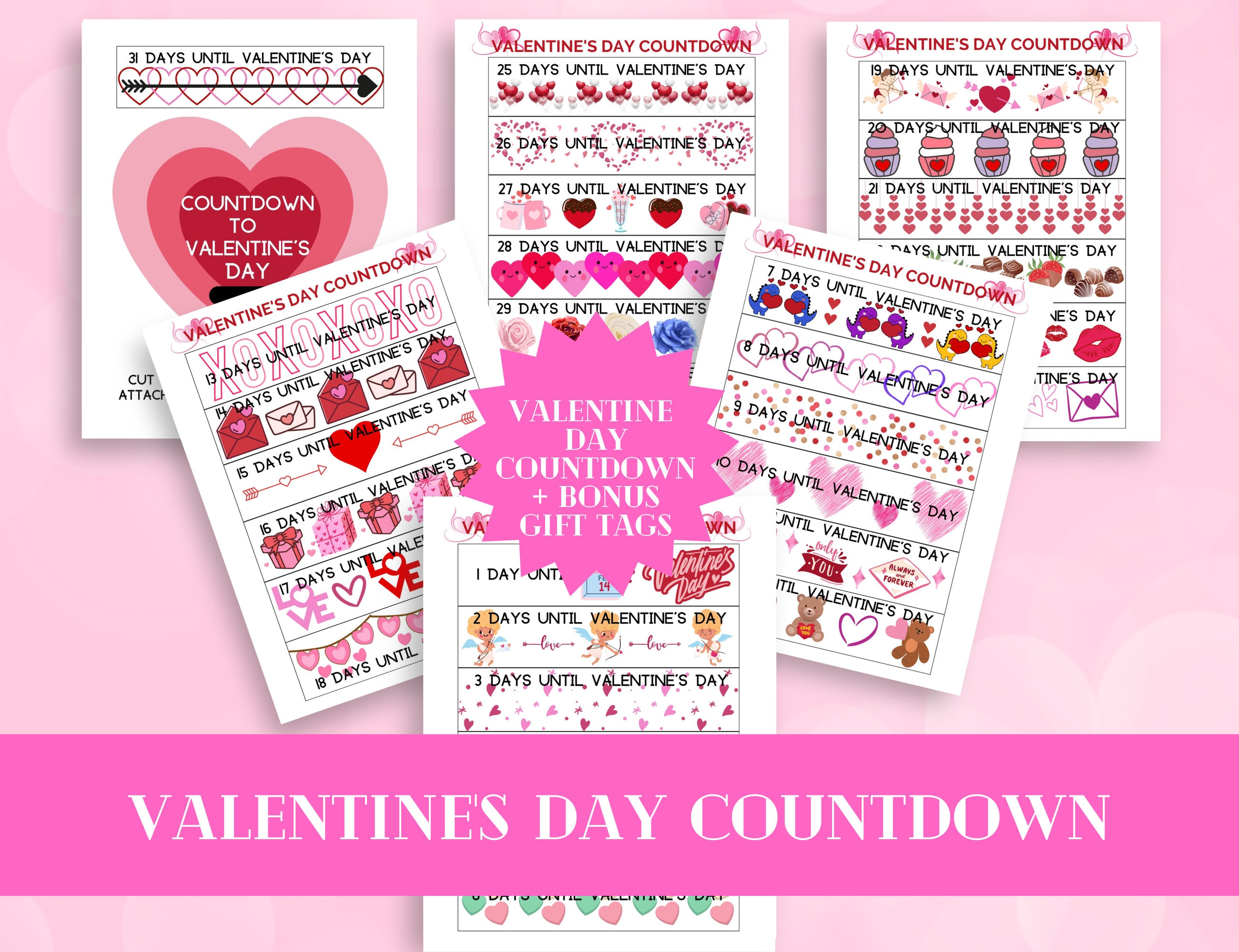 Valentine' Day Countdown Chain, Printable Activity for Kids Countdown
