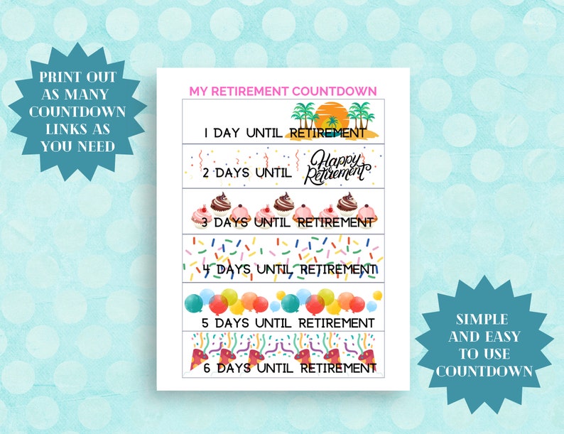 Countdown to Retirement Printable, Days Until Retirement Countdown