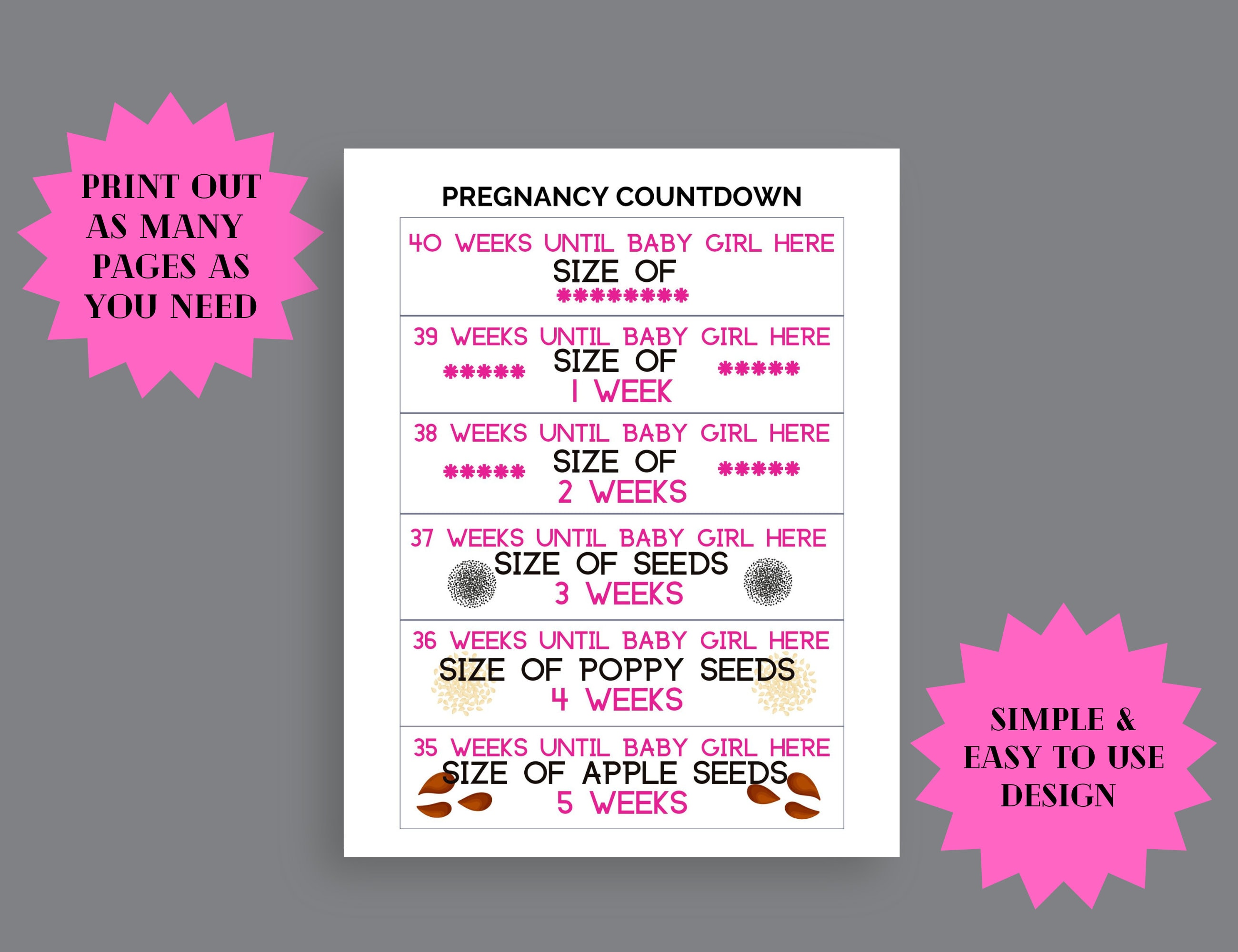 Personalised Pregnancy Countdown Board Baby Arrival Countdown Sign Baby