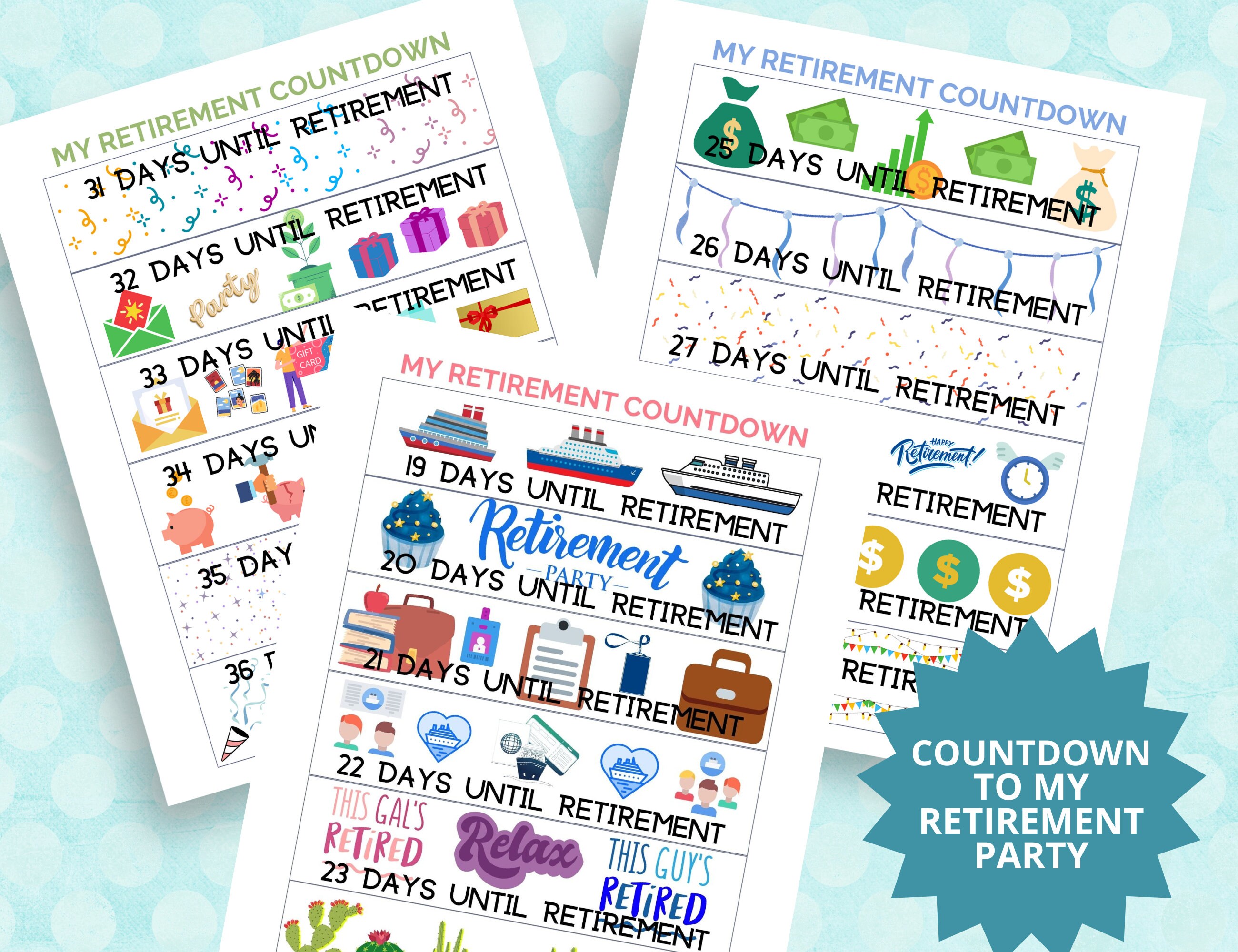 Countdown to Retirement Printable, Days Until Retirement Countdown ...