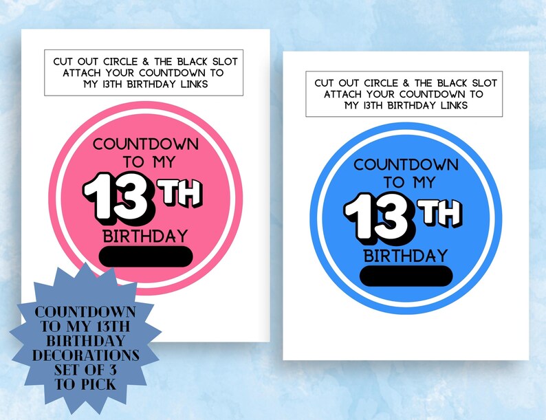 13th Birthday Countdown Chain: DIY Printable Paper Activity (PDF ...