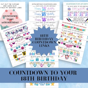 Catena per il conto alla rovescia per il 18° compleanno: etichette regalo stampabili fai da te (DOWNLOAD DIGITALE)