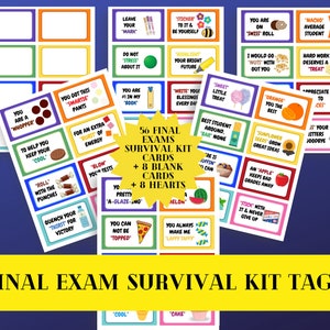Studenten Abschlussprüfungen, Testkarten Kit, DIY Abschlussprüfung Leckerli Karten, Schüler Prüfungs Tags, druckbare Schüler Leckerli Tags