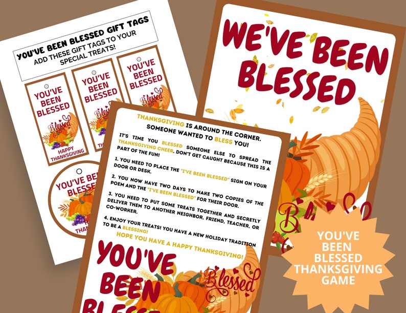 You've Been Blessed Game Printable, We've Been Blessed, Thanksgiving Blessed Kit Printable Game ...