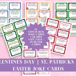 Holiday Lunchbox Joke Cards: Valentines, St. Patrick&#39;s Day, Easter (Printable PDF)
