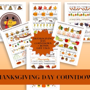 Thanksgiving Countdown Paper Chain: DIY Printable + Gift Tags (PDF)