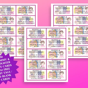 Mama und Tochter Datum Aktivität Karten zum Ausdrucken, Mama und ich spezielle Datum Gutscheine, Geschenktüte Anhänger, Kinder Valentines Geschenk