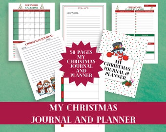 Printable Christmas Journal & Planner: Holiday Organizer (59 Pages) (Digital Download)