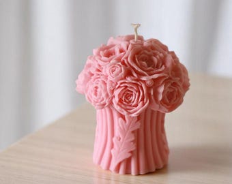 Peony Bouquet Candle – Floral Soy Wax Sculpture, Elegant Decorative Home Accent, Perfect Gift for Weddings, Birthdays, and Special Occasions
