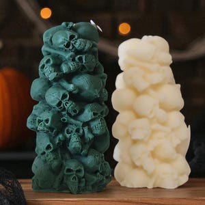 Spooky Skull Tower Candle - Halloween Candle - Gothic Decor - Halloween Centerpiece Decoration - Creepy and Cool Candle Decor Accent
