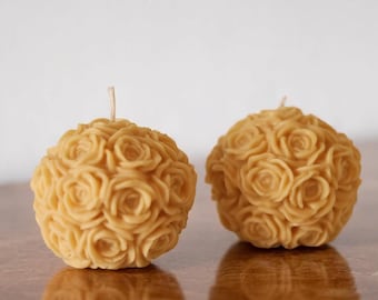 Handmade Rose Ball Candle – Floral Soy Wax Sculpture, Elegant Decorative Home Accent, Perfect Gift for Weddings, Birthdays