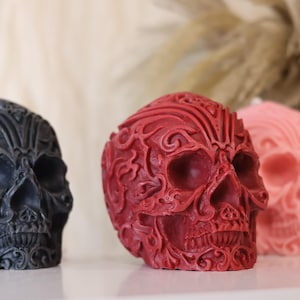 Vela de calavera con estampado enorme - Vela de calavera gótica, decoración oscura para ambientes espeluznantes, hogar de brujas, perfecta para decoración de Halloween - regalo de Halloween
