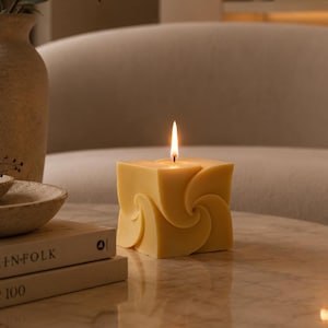 Unique Windmill Square Cube Candle - Shaped Candle - Country Charm - Home Decor Accent - Geometric Home Decor - Wedding Candle Gift