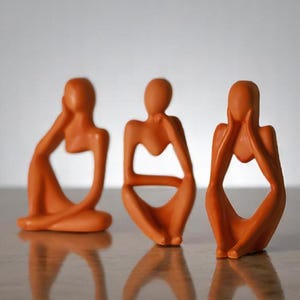 Conjunto de 3 Estátuas do Pensador – Esculturas nórdicas abstratas em 3D feitas à mão, decoração minimalista em gesso, ornamentos modernos para prateleiras.