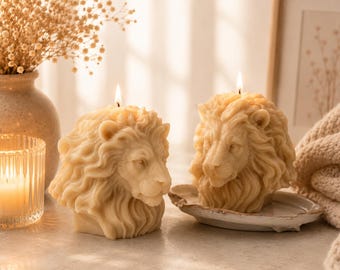 Grande bougie tête de lion - Bougie animal - Cadeau fait main pour les amateurs de nature - Décoration inspirée de Safari - Cadeau pour lui - Cadeau bougie pour papa